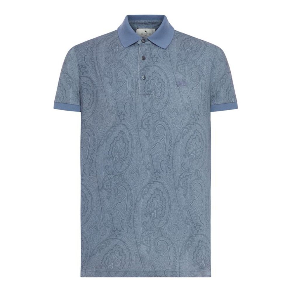 Etro Men Cotton Polo Shirt With Arnica Pattern